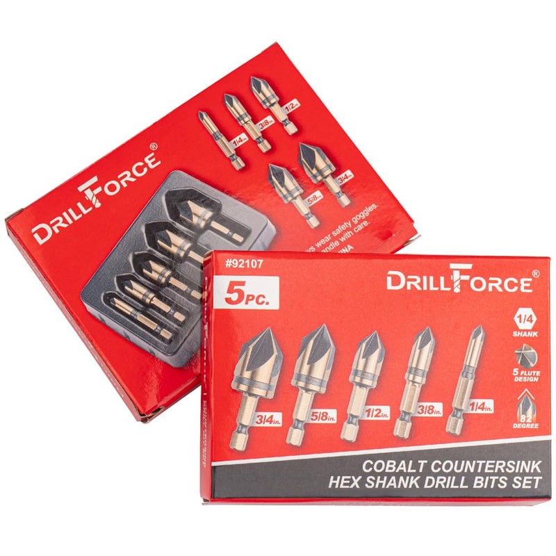 VALYRIANTOOL Cobalt Countersink Drill Bits Set(5PCS), M35 HSSCO 82 Degree