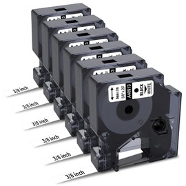 6-Pack Compatible Dymo 41913 (40913) 3/8 Inch D1 Label Tape Black on White 9mm Refills S0720680 for DYMO LabelManager 160 280 360D Label Maker COLORPOP, 23Ft