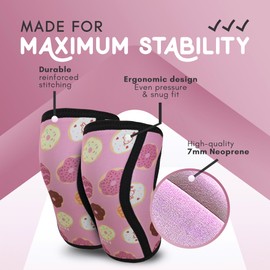 Mighty Buns 7mm Neoprene Knee Sleeves Pink Donut V2 X-Small (1 Pair) - Cute High Performance Knee Sleeves, Knee Compression & Support for Weightlifting, Powerlifting, Squatting for Women and Men