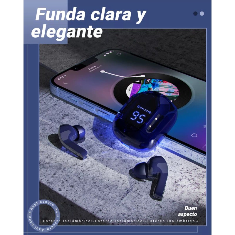 Acefast Audifonos Inalámbricos Pantalla Digital Reducción Ruido Ipx4 Color Azul