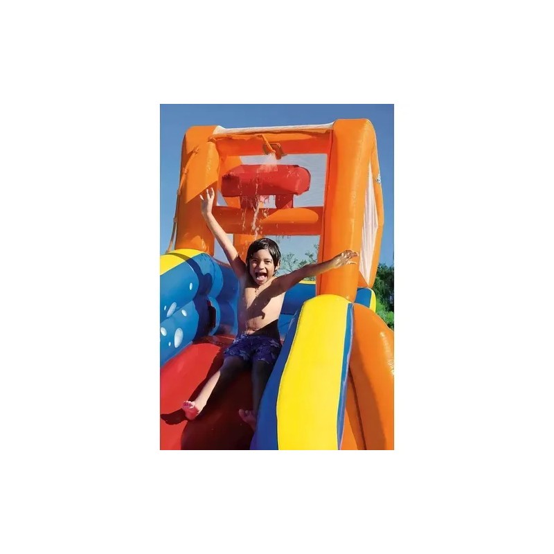 Alberca Piscina Parque Acuatico Resbaladilla Bomba Bestway Color Naranja