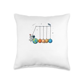 Funny Space Planets Newton Cradle Astronomy Shirt Throw Pillow