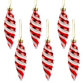 Gukasxi 6 PCS Christmas Ball Ornaments, 11cm Spiral Shaped Baubles, Shatterproof Christmas Tree Baubles, Christmas Tree Decoration Set, Christmas Hanging Baubles for Holiday Party Decoration (Red)