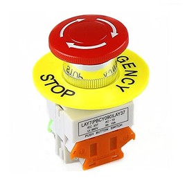 CABLEPELADO Emergency Stop Switch 22 mm 660 V 10 A, Push Button, Mushroom, On/Off, Yellow/Red