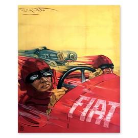 | Fiat, Vintage Italian Sports Car Print - Exciting Automobile Ad Wall Art, High Speed Red Race Car Decor, Masculine Wall Art (Unframed 11x14 Print)