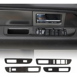 XtremeTrux Molded Carbon Fiber Power Window Switch Trim Cover Bezel Set For 09-14 Ford F150