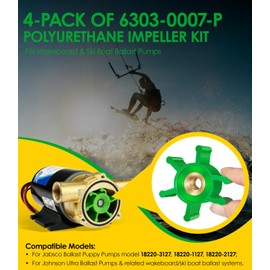 4-Pack 6303-0007-P Impeller Replacement Kit | Polyurethane Impeller & O-Ring Kit for Jabsco Ballast Puppy Pumps (18220 Series) | Fits Wakeboard & Ski Boat Ballast Pumps | Replaces 09-824P1EZ
