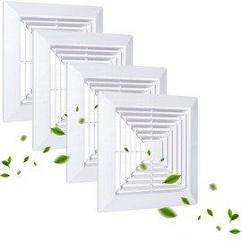 Flowild 4 Pcs 9x9 Bathroom Exhaust Fan Cover with Springs, Replacement Grille for Square Ceiling or Wall-Mounted Exhaust Fans, Ceiling Fan Cover, Air Diverter, Ventilation Fan (White)