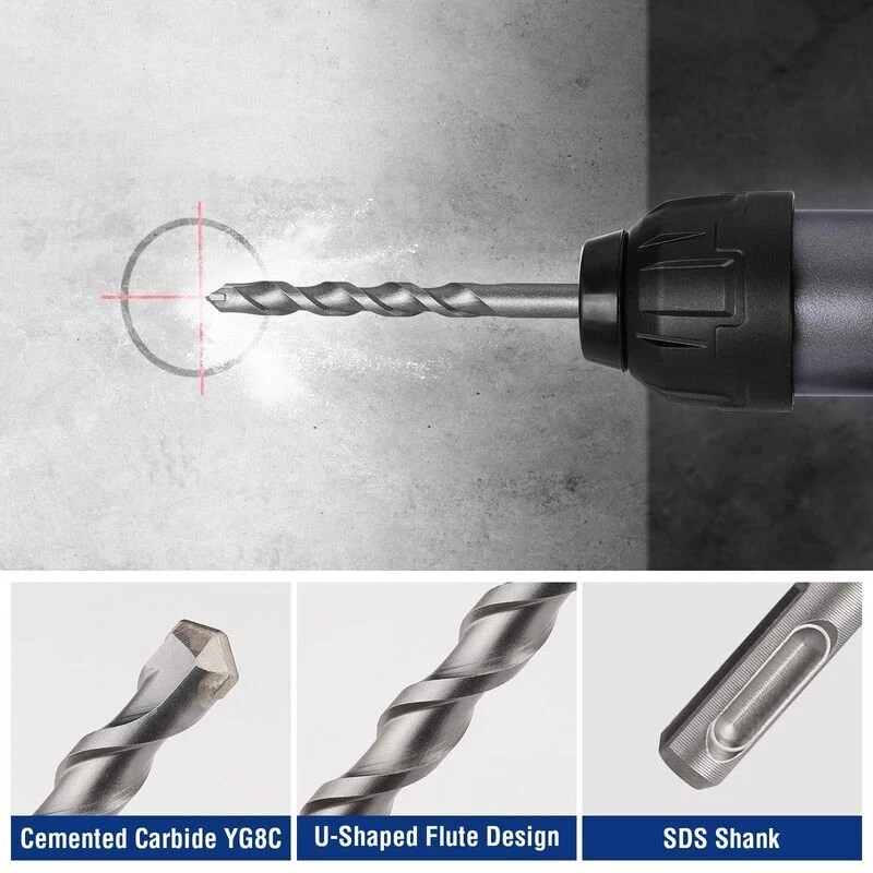 WORKPRO 16PC SDS-Plus Rotary Hammer Drill Bits and Chisel Set
