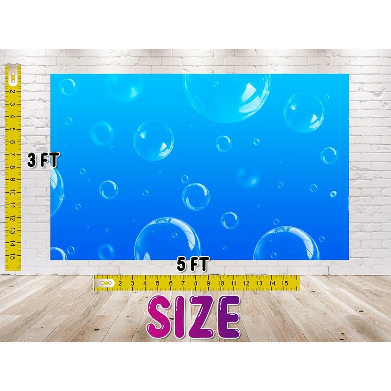 5x3 FT Effervescent Bubbles Backdrop - Vivid Blue Underwater Bubble