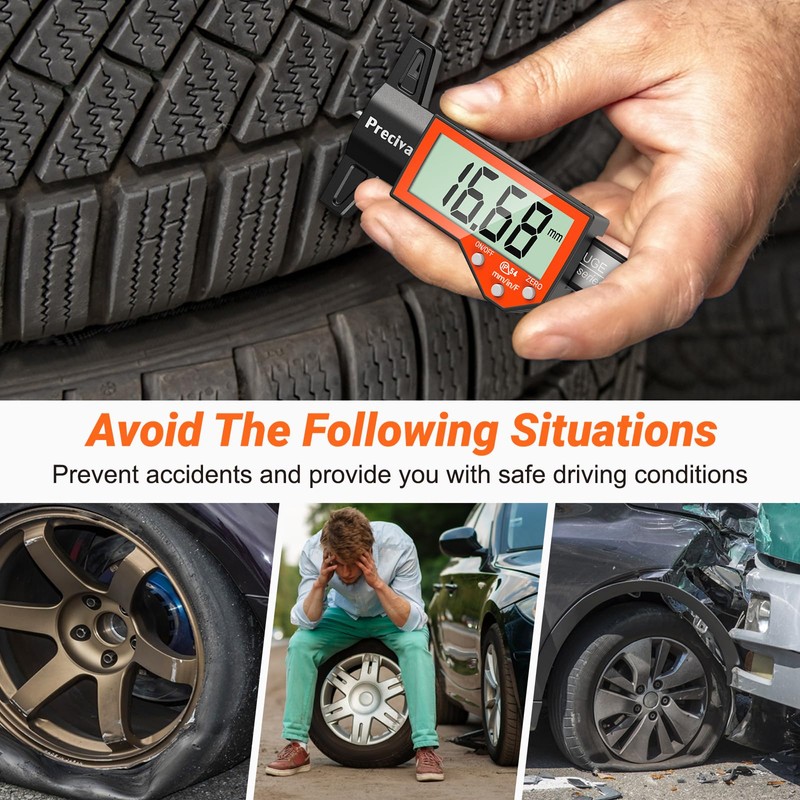 Preciva Tire Tread Depth Gauge, Digital Tire Depth Gauge with