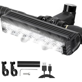 Super Bright Bicycle Lights,2800 Lumens 6400 mAh, 5 LEDs,5 Lighting Modes, IPX5 Waterproof, Type-C Rechargeable Bicycle Headlight,Perfect for Adult Kid Mountain Road Commuter Cycling Night Riding