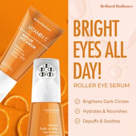 Refined Radiance Vitamin C Eye Roller – Dermatologist Tested, Anti-Aging, Korean Skin Care – Fades Dark Circles, Boosts Collagen, Smooths Fine Lines – Clean Beauty Formula – 1.0 FL. Oz