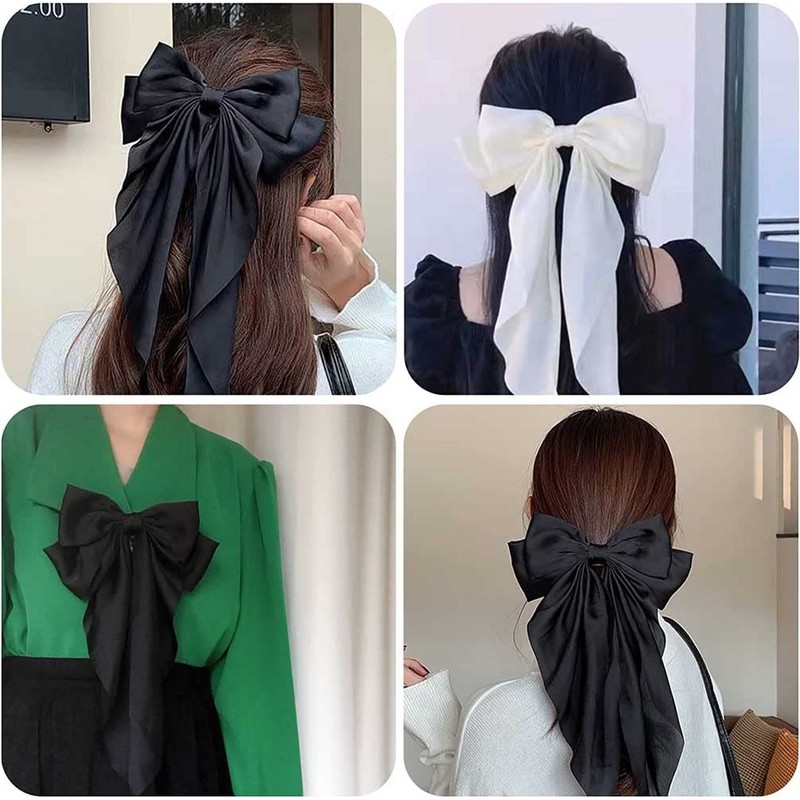 Big Bow Hair Clips 2pcs, Long Tail French hair Bows