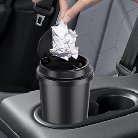 Car Trash Can | Cup Holder Car Trash Can with Lid | Leak Proof Dustbin Storage Organizer, Cup Holder Waste Basket for Sedan Auto RV Road Trip Must Haves