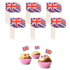 Pack of 110 Union Jack Toothpicks Party Supplies Sandwich Flag Cupcake BBQ Cocktail Sticks Royal Event Decoration