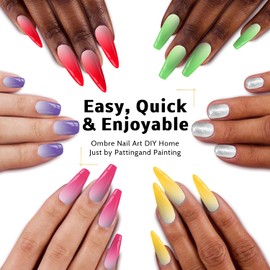 Ombre Gel Polish Palette,16Colors Pat Gel Paint Nail Art Kit Sponge Patting