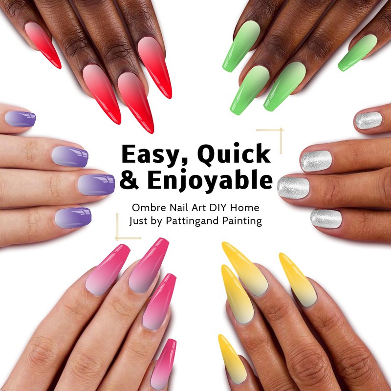 Ombre Gel Polish Palette,16Colors Pat Gel Paint Nail Art Kit