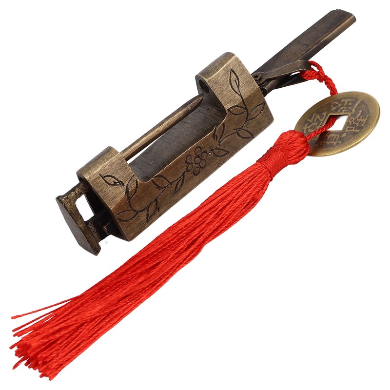 Chinese Antique Lock Retro Classic Pattern Design Bronze Brass Material