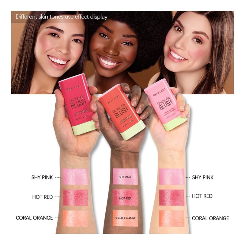 Yeweian Soft Creamy Blush Stick, Multi-use Makeup Blush Stick for