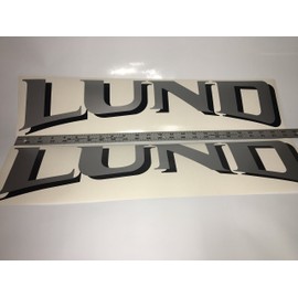 Lund boat decals set of two silver 23 inches wide by 5 inches silver black shadowed SHIPS PRIORITY