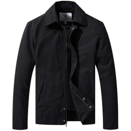 WenVen Men's Light Workout Military Jacket Spring Windbreaker (Black, 2XL)