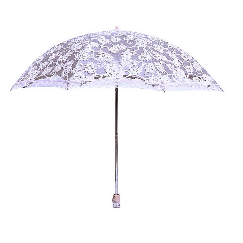 Honeystore Lace Travel Parasol Twice Folding Anti-uv Sunshade Windproof Umbrella