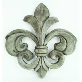 Fleur de Lis Concrete Wall Plaque Cement French Style Outdoor Plaque Cast Stone Fleur De Lys Figure