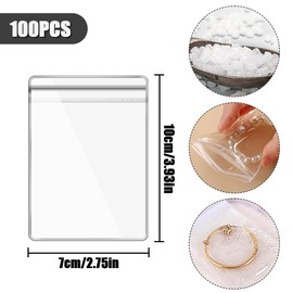 WELANE Mini PVC Bags, 100 PCS PVC Jewelry Bags for Earrings, Rings, Necklaces (7 x 10cm/2.75 x 3.93in)