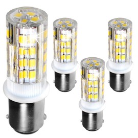 HQRP 4-Pack Sewing Machine LED Light Bulbs Magnifying Lamps BA15d Double Contact Bayonet Base 52 LEDs SMD 2835 3W 110V 450-500 Lm (Cool White 6000-6500K)