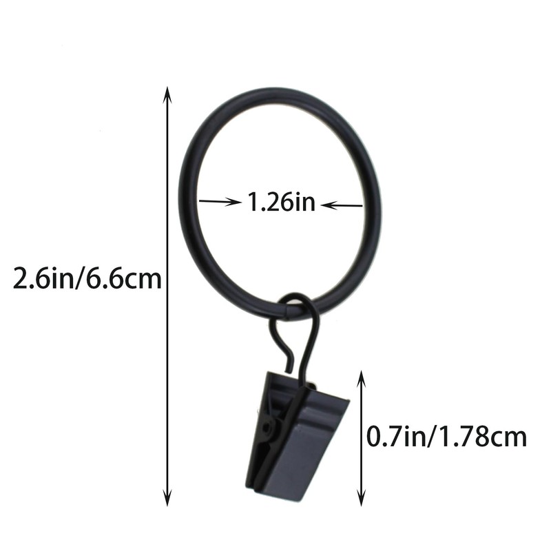 TAODAN 10PCS 1.26 Inch Black Stainless Steel Curtain Rings with