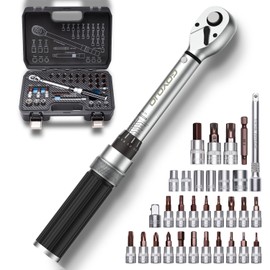 GOYOJO 32-Piece Torque Wrench Set, Chrome Vanadium Steel, 2-24 N.m - Includes 1/4" & 3/8" Sockets, T10-T40, M5-M8, H2-H8, PH1-PH3 Bits, 1/4" 4-Inch Extension - Versatile for Automotive, Cycling & DIY