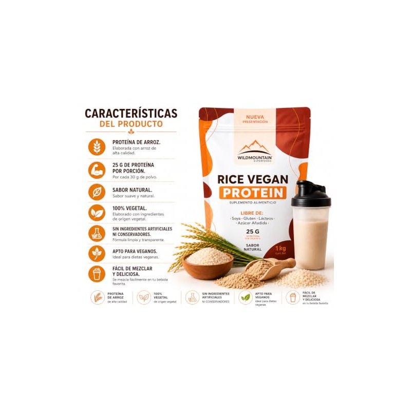 Wildmountain - Proteína Vegana de Arroz Integral | Suplemento Alimenticio