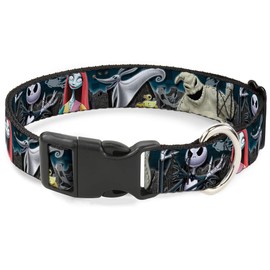 Buckle-Down Plastic Clip Collar - Nightmare Before Christmas 4-Character Group/Cemetery Scene - 1" Wide - Fits 9-15" Neck - Small