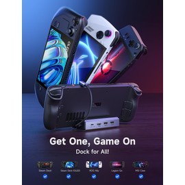 JSAUX 5-in-1 Docking Station Compatible with Steam Deck/OLED/ROG Ally/Lenovo Legion Go/MSI Claw, Steam Deck Dock with HDMI 2.0 4K@60Hz, 100Mbps Ethernet, Dual USB-A 2.0 and 100W USB-C Port-HB0602