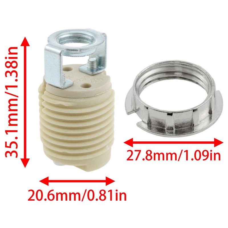 Lovelysp G9 Ceramic Lamp Holder with Outer Ring Total Height