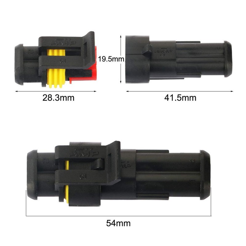 GTIWUNG 15-Piece 2-Pin Plug Connector, Waterproof, Socket Set for Car,
