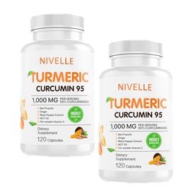 NIVELLE Turmeric Curcumin | Pure Turmeric Curcumin Supplement 1000mg | 95% Curcuminoids with Bee Propolis, Ginger, MCT Oil, Fat Soluble Vitamin C, & Black Pepper | 120 Capsules (2)