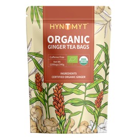 HYNTMYT Organic Ginger Tea Bags, USDA Organic Ginger Root Tea, Spicy & Warm Flavor, Caffeine Free, 120 Count