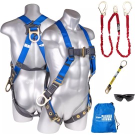 Palmer Safety Full Body Construction Harness with 5 Point Adjustment,... - Blue, 2D - Universal