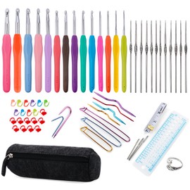 StiVerse 26 Sizes Crochet Hooks, 65 Pack Crochet Hook with Storage Case, Long Crochet Needles Crochet Hook Set for Beginners, Crocheters, DIY Hand Knitting Craft Art Tools
