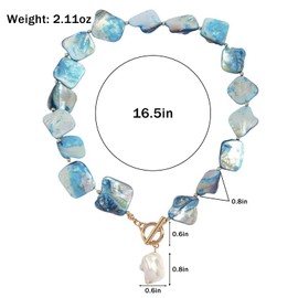 Baroque Pearl Charm Choker Blue Irregular Seashell Pendant Necklace Summer Trendy Statement Ocean Jewellery Boho Beach Surfer Charm Chain Jewelry Accessories for Women