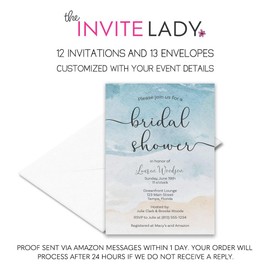 Bridal Shower Invites Beach Themed Tropical Wedding Shower Invitations with Envelopes(12 count)