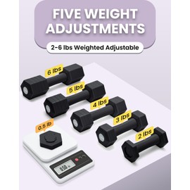 Adjustable Dumbbells Set, 4 in 1 Hand Weights Set for Women Men 12 LB Dumbbell Pair Each 2lbs 3lbs 4lbs 5lbs 6lbs Weights Dumbbells Set with TPU Soft Rubber Handle for Home Gym - Black