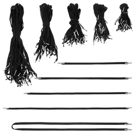 AHANDMAKER Pack of 150 Elastic Barbed Cord, 5 Styles Nylon Stretch Loop Band with Metal Ends, Flat, Elastic Cord Stretch Cord with Metal Barb Closure for Bookbinding, Black