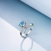 AOBOCO Sterling Silver Fox Ring for Women, Simulated Aquamarine Birthstone