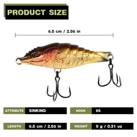 Weebass Lure - PRAWN Star 65mm/9g Crankbaits for Bass,Deep Diving Crankbaits, Fishing Lures/Jerkbait, Hard Baits for Bass Trout Freshwater and Saltwater (DEEP Blue)