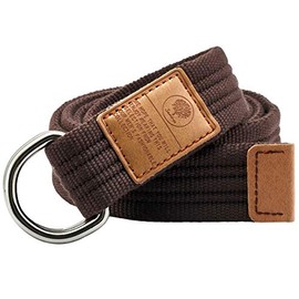 KYEYGWO Canvas Belt for Men and Women, Adjustable Canvas Fabric Belt with Double D-Rings Buckle, Brown (119 cm total length)