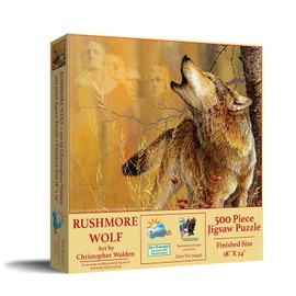 SUNSOUT INC - Rushmore Wolf - 500 pc Jigsaw Puzzle by Artist: Christopher Walden - Finished Size 18" x 24" - MPN# 56440