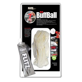 Flitz Buff Ball Car Buffer Drill Attachment with Self-Cooling Design, Never Burns + No Exposed Hardware to Prevent Scratches, Buff and Polish Any Surface, Machine Washable, 7 Inch, White (WB201-50A)